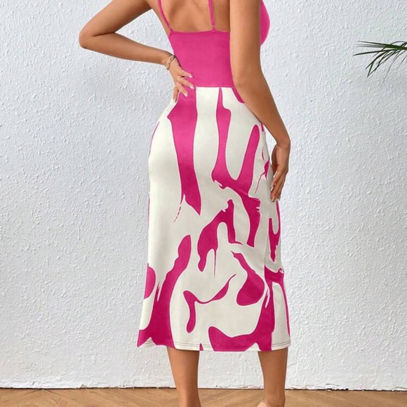 Graphic print draped cami dress. - Picture 2 of 3